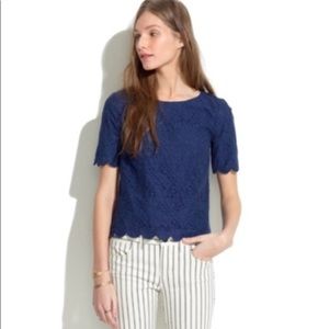 Madewell Boxy Scalloped Lace Blouse Size Small